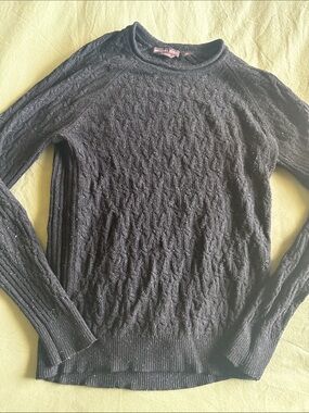 Michael Kors Black Cable Knit Crewneck Sweater